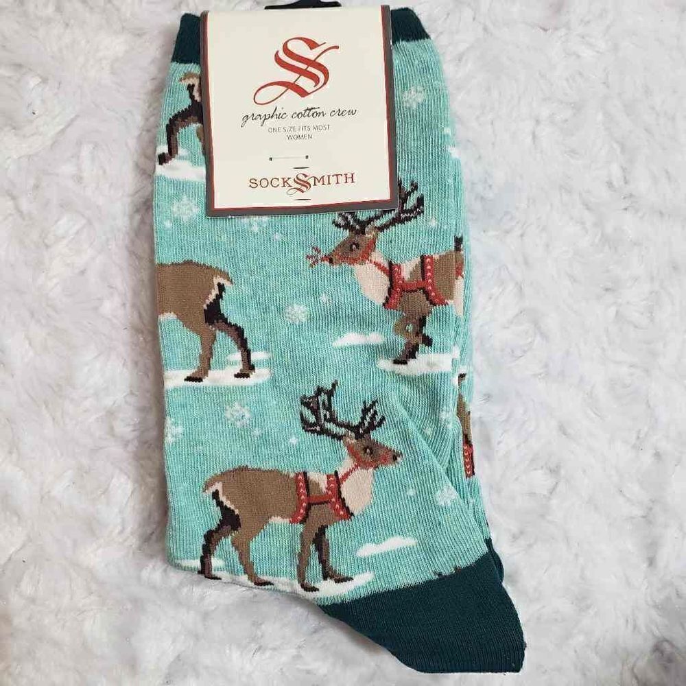 NWT Reindeer holiday socks womens shoe 5-10.5